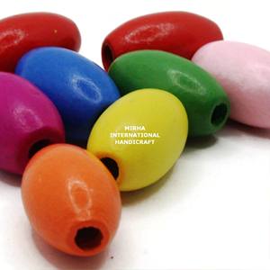 Cuentas de madera verde oscuro de 20mm con agujeros grandes, cuentas redondas de madera de colores personalizadas en forma y tamaño, entrega rápida desde la India - Product Image 3