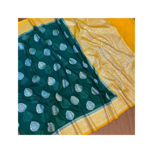 Mejor diseño Banarasi Semi Georgette Saree para fiestas Precio al por mayor de La India para ocasiones especiales - Product Image 1