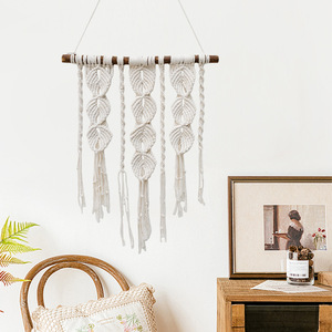 Tapiz de Macramé Bohemio de Algodón para Colgar en la Pared, Diseño Floral, Color Natural, Forma Geométrica, Decoración para Bodas y Sala de Estar, Lavable - Product Image 2
