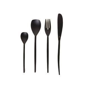 Fourchette cuillère de haute qualité ensemble de couverts de luxe noir en acier inoxydable 4 pièces ensemble de couverts de haute qualité - Product Image 1