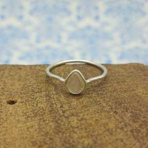 Rainbow Moonstone Bezel <b>Thin</b> Band 925 Sterling Silver Tear Drop Shape <b>Ring</b> Diamond Women's Jewelry Wholesale 925 Silver <b>Ring</b> - Product Image 2