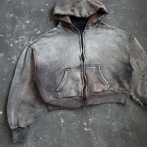 Sudadera con Capucha Personalizada de Estilo Vintage para Hombre, Lavada al Ácido, con Cierre y Peso Pesado - Product Image 2