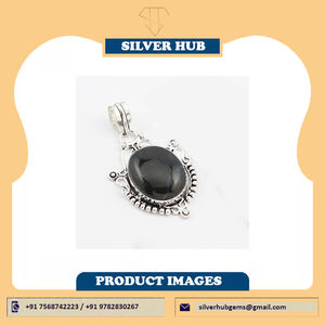 Onyx noir pierre précieuse pendentif Vintage fait à la main 925 solide en argent Sterling concepteur grand toutes les tailles pendentif en pierres précieuses cadeau pour elle - Product Image 6