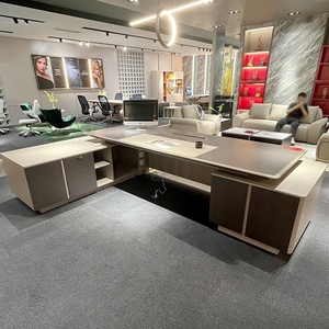 Modern Brown Wooden Executive Conference <b>Table</b> Command Control Center <b>Console</b> MDF Meeting Room Furniture For Workspace - Product Image 5