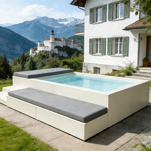 Piscine hors sol de qualité commerciale avec banc de bronzage pour hôtel, maison, extérieur, avec accessoires complets - Product Image 3