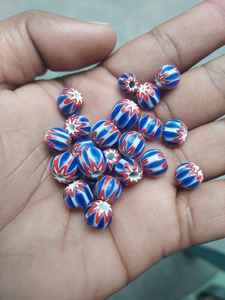 High Quality Chevron Beads in Drum Shape for Jewelry Designers Red <b>White</b> <b>and</b> <b>Blue</b> <b>Striped</b> Crystal Lampwork & Glass Beads - Product Image 4