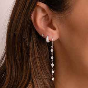 Pendientes colgantes de gota hechos a mano de Plata de Ley 925 de lujo Natural Dainty CZ Diamond Gemstone Chapado en oro Regalo de fiesta de boda - Product Image 4