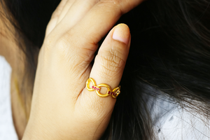 แหวนซ้อนกันได้ทับทิม: เงินสเตอร์ลิงทำด้วยมือพร้อมผิวสีทอง - Product Image 5