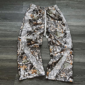USA Unisexe haute qualité véritable arbre imprimé camouflage camouflage survêtement pantalon coton baggy évasé rayé pantalon de survêtement - Product Image 1