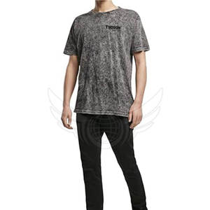 Venta al por mayor logotipo personalizado hombres ácido lavado manga corta Camiseta ropa casual hombres ácido lavado camisetas - Product Image 3