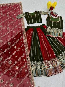 Vêtements de mariée indiens en gros, entièrement cousus, en georgette, Ghagra Choli pour mariage et fête - Product Image 4