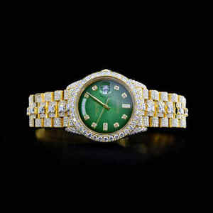 Exportación directa India Nueva moda 30 quilates VVS Claridad Moissanite Diamante Reloj Lujo Banda de acero inoxidable Totalmente cuadrado Antiguo - Product Image 1