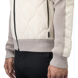 Veste en tricot hybride pour homme, coupe ajustée, devant matelassé, fermeture éclair, tricot décontracté, superposition d'hiver, style élégant - Product Image 5