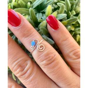 Zuni Handmade Blue <b>Opal</b> & Sterling Silver Moissanite <b>Ring</b> - Product Image 2