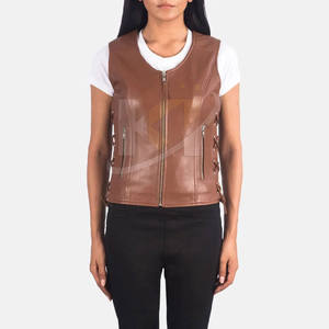 Chaleco de cuero genuino para mujer, Chaleco de cuero a la moda para uso en invierno, Chaleco de cuero recién llegado a la venta - Product Image 4