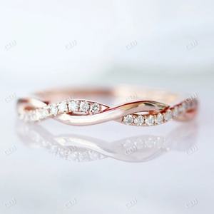 Elegant <b>Rose</b> Gold Lab Grown Diamond Twisted <b>Infinity</b> Eternity Wedding Band IGI Certified for Party & Anniversary - Product Image 3