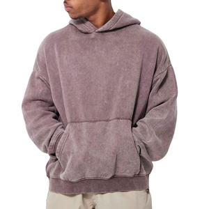 Nouvel arrivage Sweats à capuche délavés à l'acide de haute qualité pour hommes, vêtements actifs confortables et anti-rides à séchage rapide pour l'hiver, teints en plaine - Product Image 1