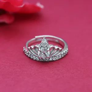 Bague en argent 925 en forme de couronne avec diamants, alliance de fiançailles pour femme, sertissage pavé, style romantique, bijoux fins - Product Image 3