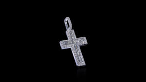 Luxe VVS D Diamant Croix 925 Argent Sterling Rose Or Pendentif Hip Hop Bijoux - Product Image 3