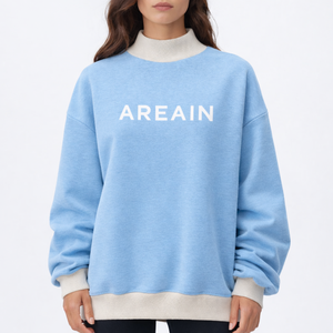 <b>Women</b> Oversized Stand Collar Sequined Badge Sweatshirt Cozy Knit Long Sleeve Relaxed Streetwear Winter <b>Pullover</b> - Product Image 4