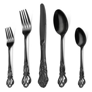 Ensemble de couverts en métal fini noir mat avec poignée de designer pour le dîner de mariage et la table ensembles de couverts pour manger - Product Image 1