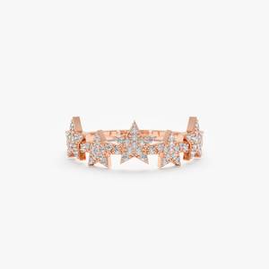 Bague de mariage multi-étoiles Bague de mariage en or naturel 14K Bague de mariage élégante empilable en diamant Bague étoile en or céleste OEM - Product Image 1