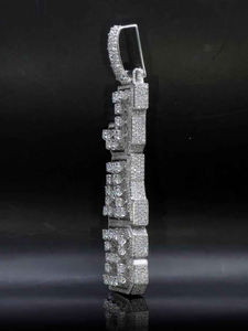Pendentif personnalisé en moissanite de luxe, collier lettre en argent glacé, bijoux hip-hop tendance - Product Image 6