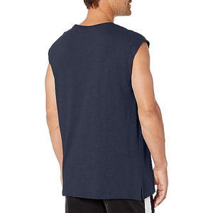 Camisetas sin mangas para hombre de poliéster y Spandex en blanco con serigrafía personalizada, camisetas sin mangas para gimnasio, entrenamiento, correr, atlético, secado rápido, OEM - Product Image 4