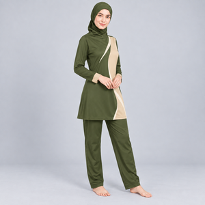 Modest Sportswear Long Sleeve High Cut 3 Piece Burkini Set <b>Hijab</b> Women Quick Dry Customized Logo Modest 3 Piece Burkini Set - Product Image 5