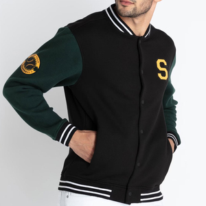 High Quality Men's Lettermen Varsity Slim <b>Canvas</b> Hooded Windbreaker Stand Collar Custom Logo Winter - Product Image 2