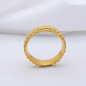 Anillo Étnico de Latón con Puntos, Chapado en Oro de 18k, Texturizado Tribal, Anillo al por Mayor para Mujer - Product Image 4