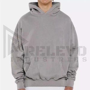 เสื้อฮู้ดผ้าเทอร์รี่ผ้าถักมีฮู้ดผ้าเทอร์รี่สีเทาสำหรับผู้ชายเสื้อฮู้ดโอเวอร์ไซส์จากนักออกแบบ OEM - Product Image 3