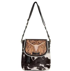 Bolso de Mano Mini de Cuero Genuino con Flecos Florales Estilo Bohemio, Color Personalizable, Diseño Casual Otoñal, Estilo Occidental - Product Image 2