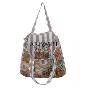 Sac fourre-tout matelassé vintage fait main pour femme, imprimé en bloc, fabriqué en Inde, idéal pour les sorties à la plage - Product Image 4