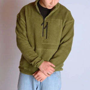Quarter Zip <b>Fleece</b> Sweatshirt for Men Organic Cotton Men's Pullover <b>Teddy</b> Flannel Mens Sweatshirts Unisex Hoodies <b>Jumpers</b> - Product Image 2