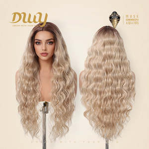 Cleo C-DWY Long-Length Water Wavy Synthetic <b>Wig</b> Light Brown Lace Front Chocolate Brown Color - Product Image 4