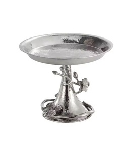 Bol de service de nourriture de décoration de dessus de table en métal d'aluminium argenté fait à la main pour diner à la maison-fruits secs de chocolat de dattes - Product Image 5