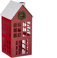 Vente entière, ensemble de 3 maisons blanches en métal galvanisé, maison décorative de rue pour maison, ornement de décoration de noël