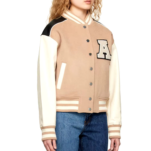 Veste Letterman en polyester à manches longues en laine pour femmes de qualité supérieure veste tricotée brodée de conception de baseball matelassée - Product Image 2