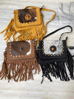Premium de haute qualité vrais cheveux sur cuir de vachette daim frange sacs à main Western en cuir véritable bohème Cowgirl sacs à bandoulière