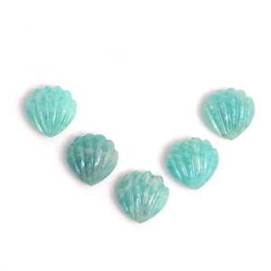 Cuentas de piedras preciosas con forma de concha tallada de amazonita Natural para fabricación de joyas 15mm grabado tallado suelto abalorios de concha de piedras preciosas a granel - Product Image 1