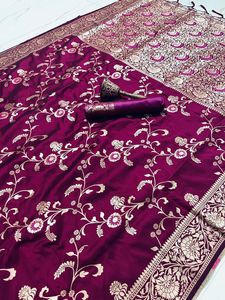 Vêtements indiens et pakistanais Saree Banarasi en pure soie pour femmes - Product Image 5
