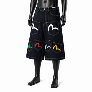 Pantalones cortos de mezclilla holgados con múltiples bolsillos para hombre, estilo streetwear de verano, con gráficos, corte holgado, hasta la rodilla - Product Image 3