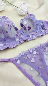 Custom <b>Sexy</b> Breathable Half Cup Applique Push-Up Bikini Lace Lingerie <b>Set</b> Made in Turkey for Wholesale Women's Underwear Opt133 - Product Image 2