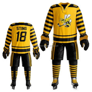 Nouvel arrivage Ensemble d'uniformes de hockey sur glace unisexe, confortables et respirants Vêtements de sport teints en couleur unie personnalisés - Product Image 6