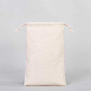 Natural Cotton <b>Drawstring</b> <b>Pouch</b> 8x12 Organic Favor & Gift Bag with Custom Logo Embroidery Screen Printing for Craft & Promotion - Product Image 2