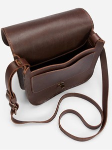 Bolso Bandolera de Cuero Genuino Marrón Oscuro para Mujer, Bolso Cruzado Vintage con una Sola Correa, Cierre de Cremallera, Resistente al Agua, Bonito y Pequeño, Ideal para Regalo - Product Image 4