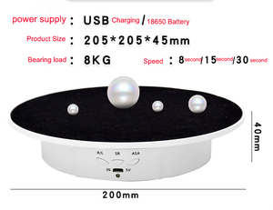 Nouveau Présentoir Rotatif de 20 cm Alimenté par Batterie USB, Charge Maximale 8 kg, pour Photographie et Vidéo - Product Image 3