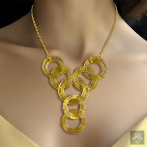 PRAO Ensemble de bijoux de mode en vrac faits à la main Collier en Y anti-ternissement avec boucles d'oreilles plaquées or pour mariages et fêtes - Product Image 1