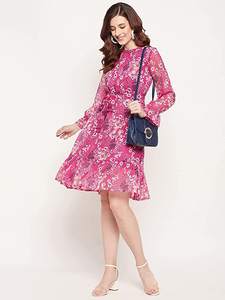 Génial concepteur à la recherche parfait Style occidental nouvelle mode femmes robe d'été imprimé fleuri taille haute dames Floral Maxi robe - Product Image 5